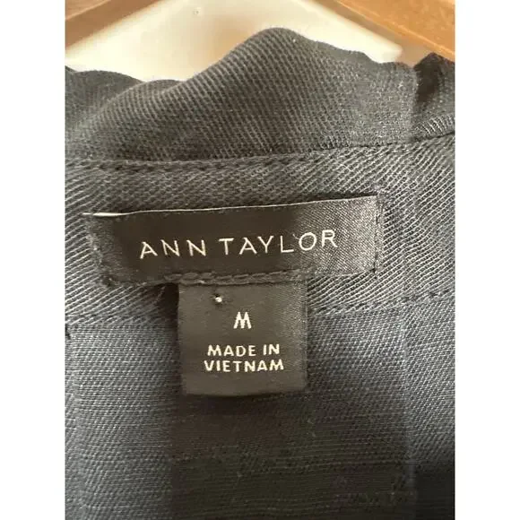 Ann Taylor Collared Popover Shift Dress Womens Size M Black Lightweight - Picture 8 of 10